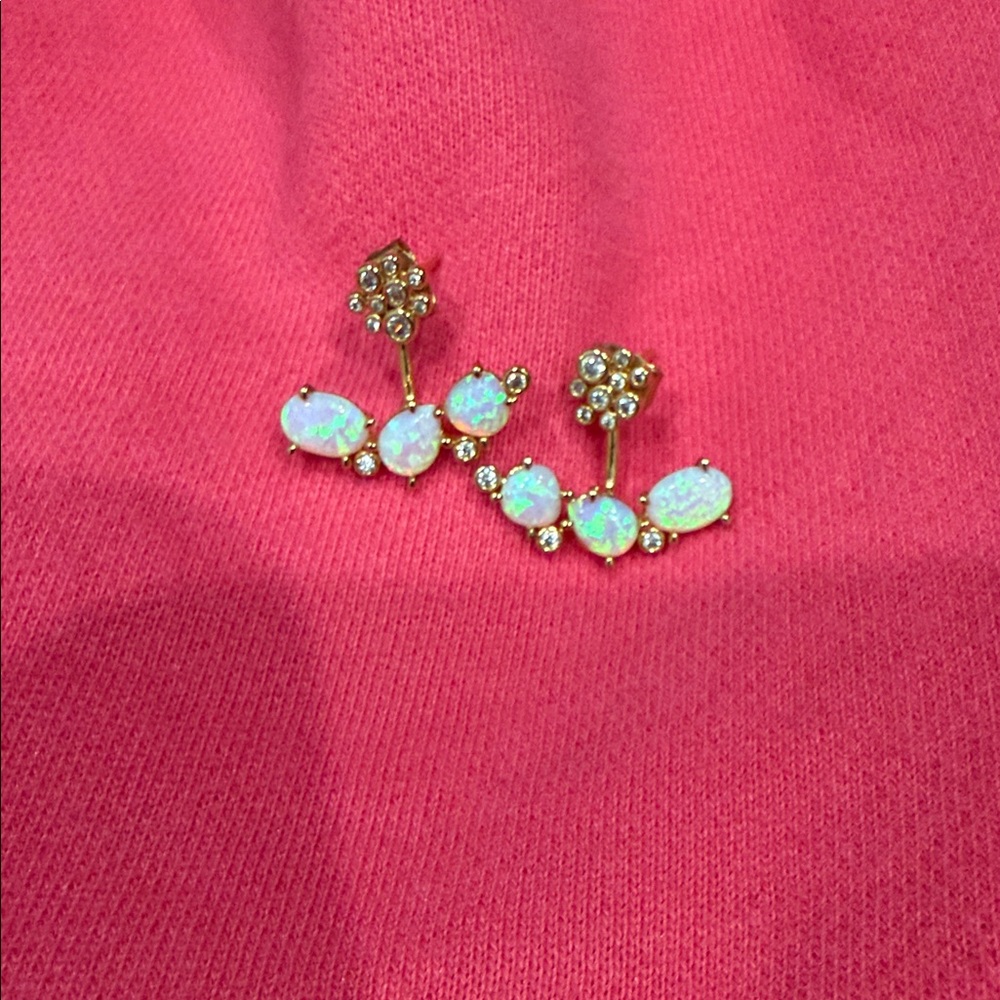 Anthropologie Gold and Opal Earrings